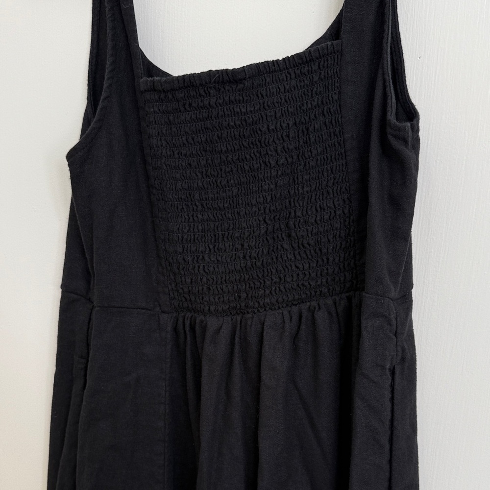 Old Navy Linen Blend Sweetheart Neckline Fit & Flare Black Maxi Dress - Picture 8 of 9